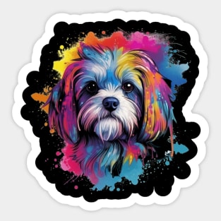 Shih Tzu with a splash of color Sticker